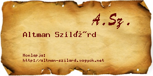 Altman Szilárd névjegykártya